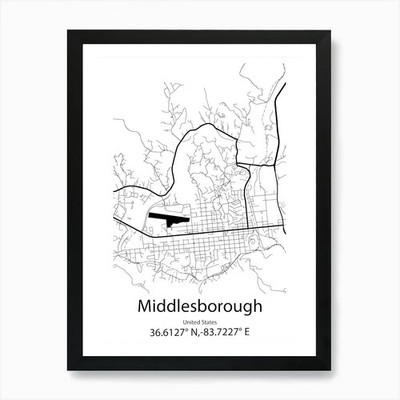Middlesborough,United States Minima Framed Wall Art Poster Canvas Print Picture