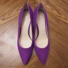 New NINE WEST Margot Purple Suede Pointed Toe Med Heel Pump Shoes Size 7M