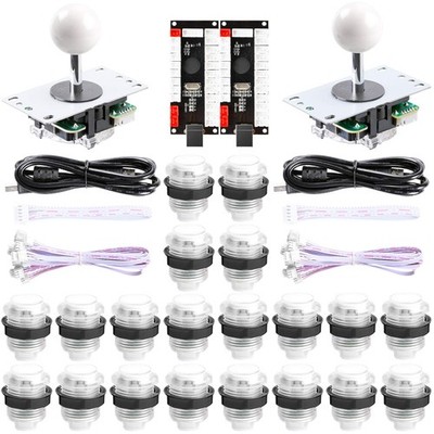 Easyget New Updated 2-Player LED DIY Arcade Kit 2X Zero Delay USB Encoder + 2...
