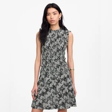 NWT Madewell Smocked Crewneck Mini Dress Harper Floral Black and White Womens 00