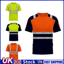 Mens High Visibility Hi Vis Viz Polo T Shirt Safety Security Work Top Two 2 Tone