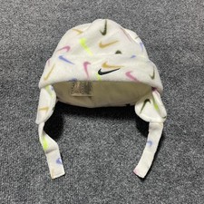 Nike Hat Beanie Fitted Toddler White Multicolor Fleece Ear Flap Winter