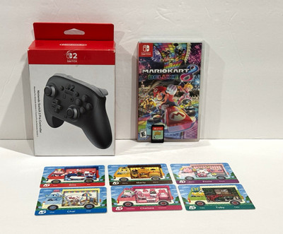 Nintendo Switch 2 Pro Controller + Mario Kart 8 + Animal Crossing + amiibo Cards