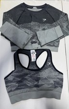 Gymshark Gray / Black Camouflage Gym Set Both Woman  s Size Medium Great Shape