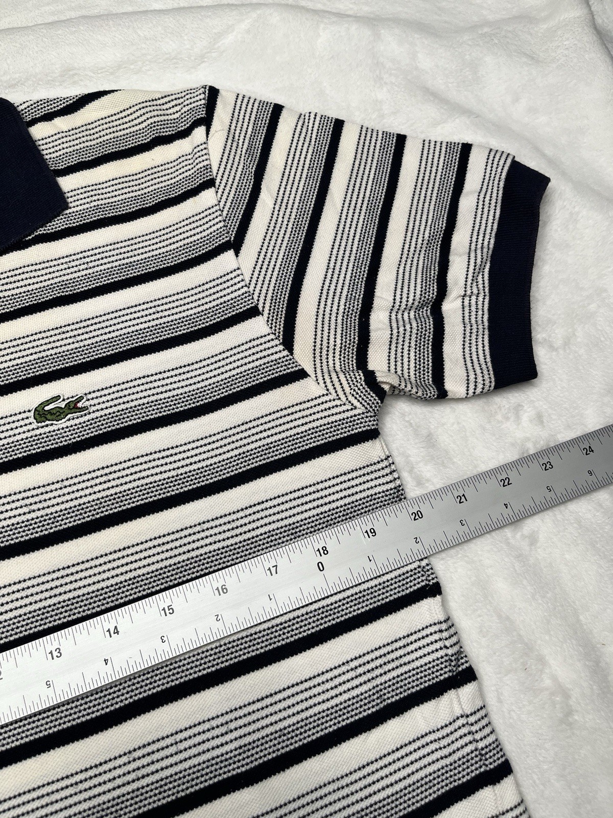 Lacoste Polo Shirt Men's 5 Striped Preppy Tennis Embroidered Logo White Vintage thumbnail 6