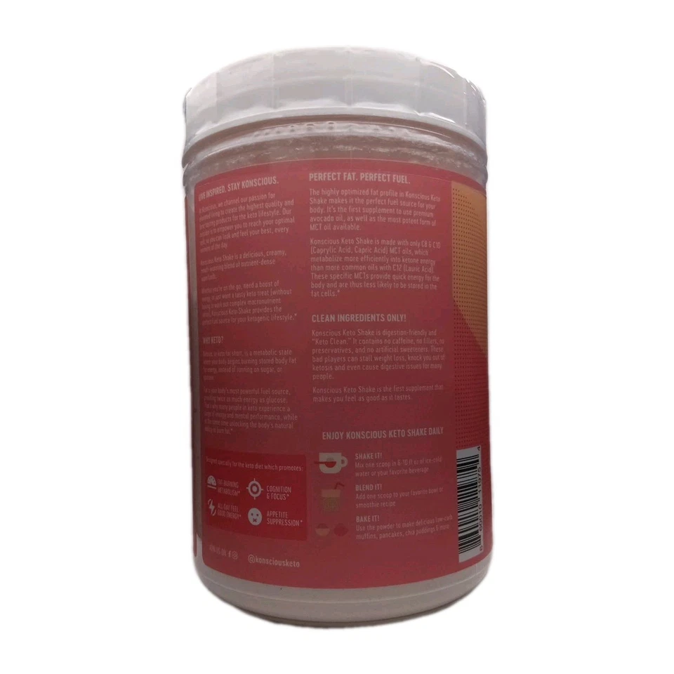 Batido Konscious Keto Fresa Cetogénico Pérdida de Peso MCT + Suero + Aguacate Foto 3 de 3