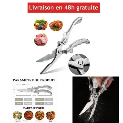 Ciseaux de Cuisine en Acier Inoxydable Professionnels - DJLLA - Photo 1/4
