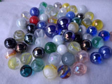 Lot of 60 Mixed Glass Machine Made Toy Marbles Assorted Colors  Patterns