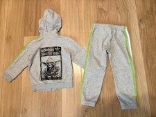 Adidas Originals Star Wars Yoda Hoodie Sweatshirt Set Kids 100cm Gray Lime