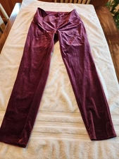Ruby Ribbon Velvet Leggings Burgundy Size Large