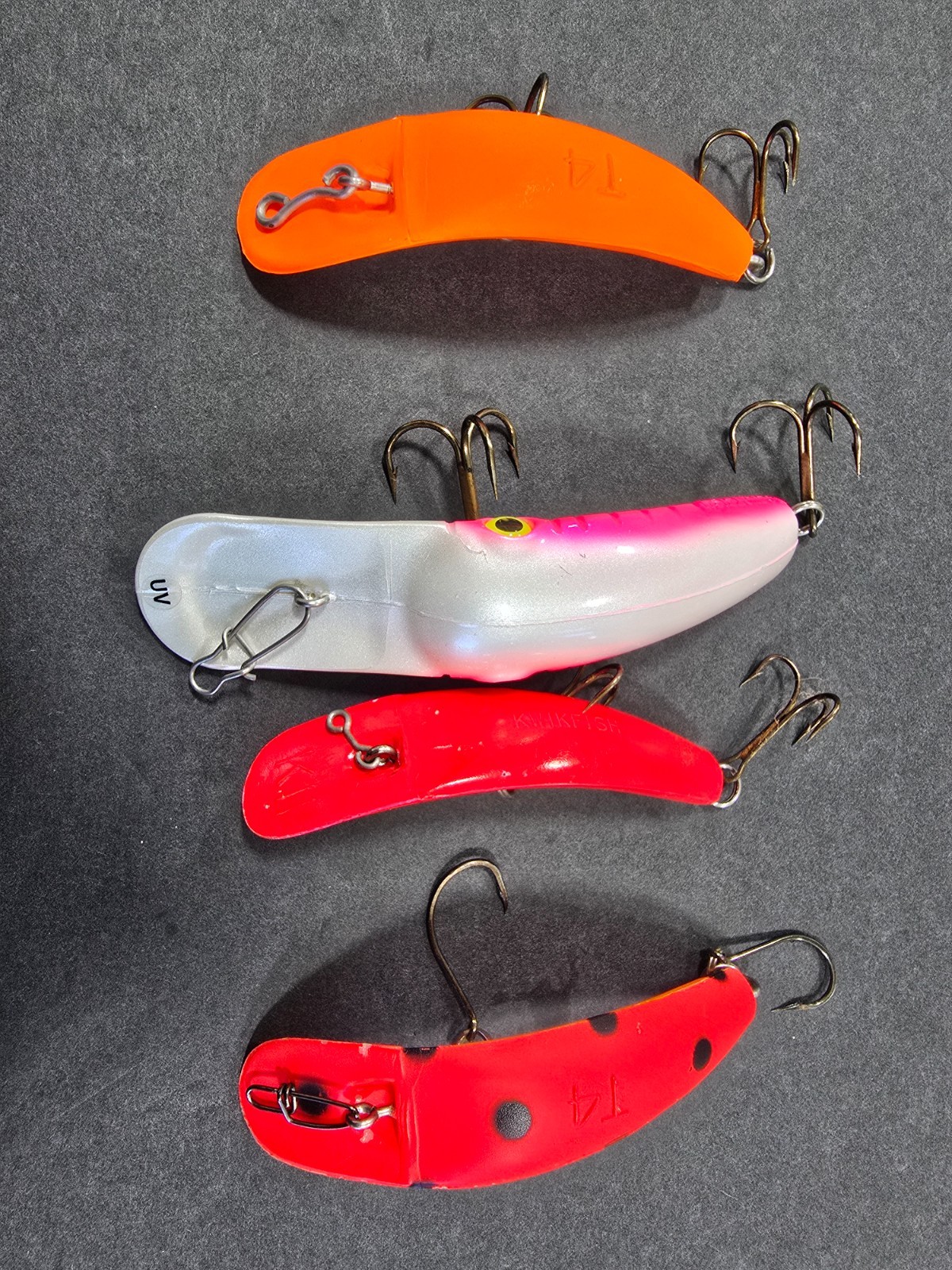 Lot of 4 Trolling Plugs-Walleye, Salmon-Various Colors, Sizes, and Brands - Image 2