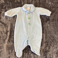 VTG Carters Baby One Piece Sleeper Pajamas Terry Cloth 0-3 M Embroidered Turtles