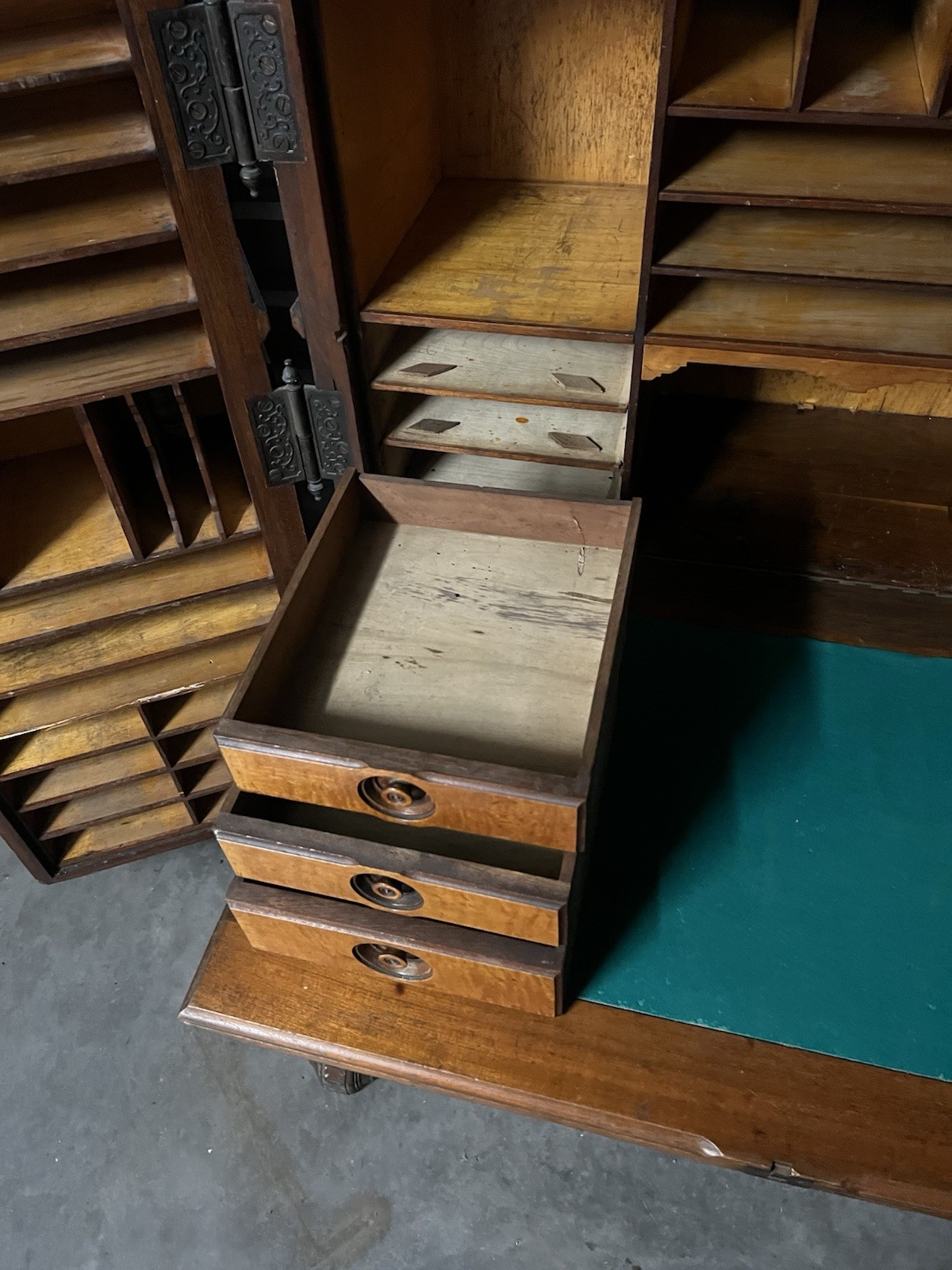 Antique 19th C. WOOTON DESK - STANDARD GRADE BURL WALNUT PATENT PAT