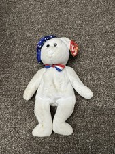 TY 2004 Beanie Baby Babies Benjamin Patriotic White Bear 1-17-1706 Plush SKU:A