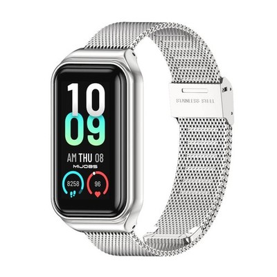 MIJOBS Metal Replacement Strap for Amazfit Band 7 8 inches, Milan ,Sliver
