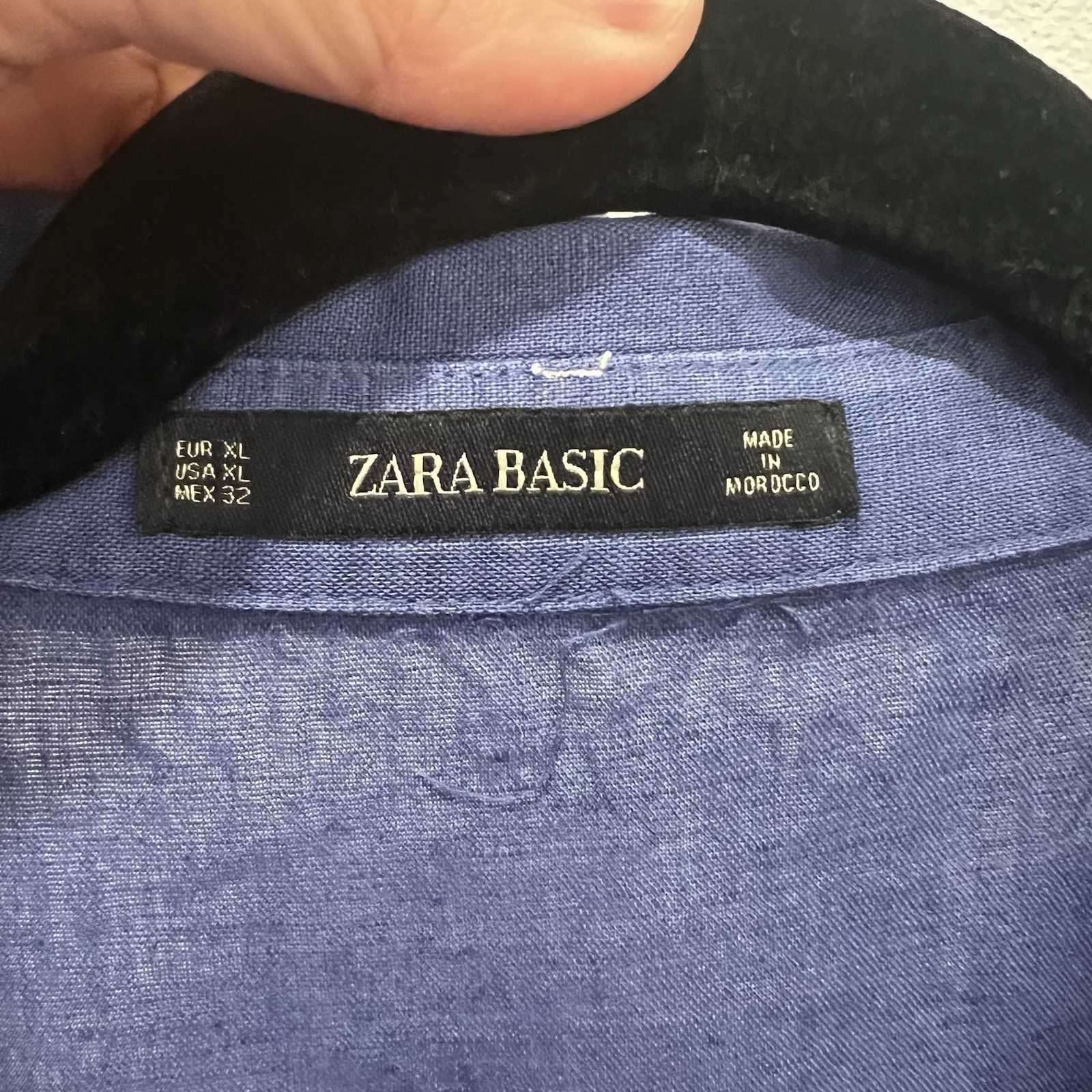 zara basic blue linen blend tunic mini dress Sz X… - image 5