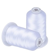 Embroidery Thread 5500 Yards White 001, 2 Huge Spools 40wt Polyester for Brot...