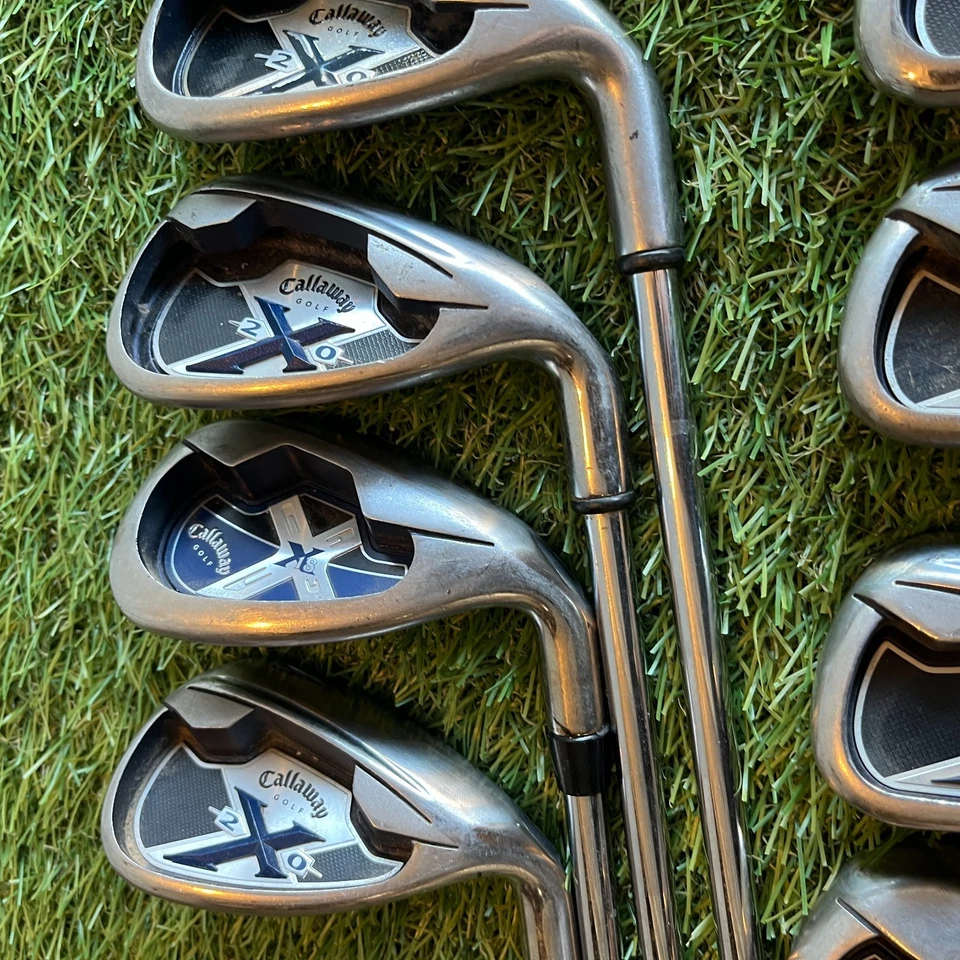 Juego de hierros Callaway X-20 y 18 4-Pw Aw derecha acero uniflex empuñaduras nuevas Foto 3 de 4