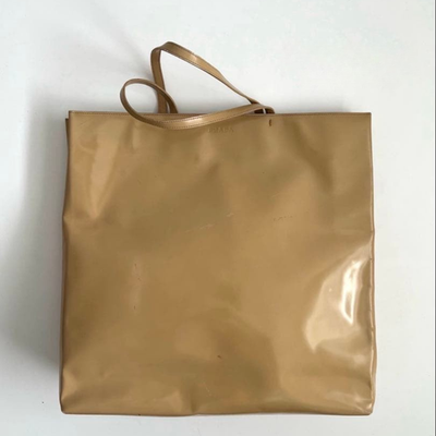バッグ 90s PRADA LEATHER SHOULDER BAG Vintage PRADA Enamel Leather 1990s Tote Shoulder Bag Beige | eBay