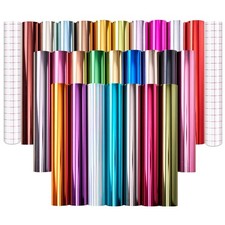 Metallic Permanent Vinyl 12x12in 26 Pcs Chrome Adhesive Vinyl