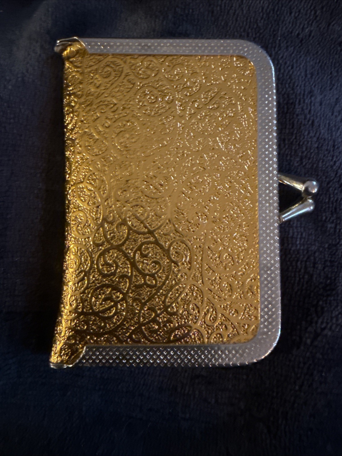 Vintage Gold Lamé Travel Sewing Kit with Kiss Lock Closure & Accessories