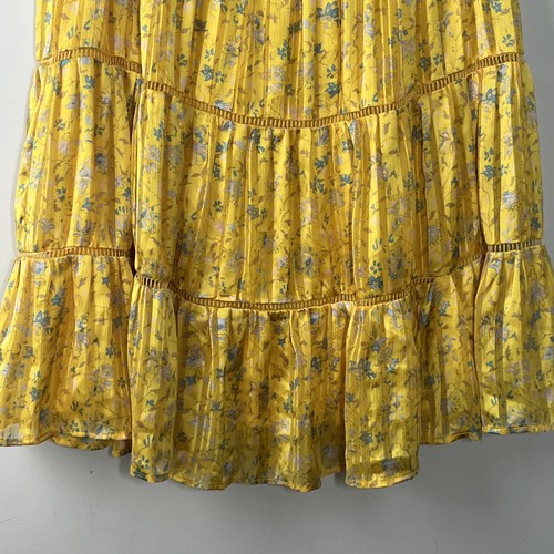 Urban Outfitters Pippa Babydoll Mini Dress Small Yellow Floral Chiffon Tiered - Picture 4 of 10