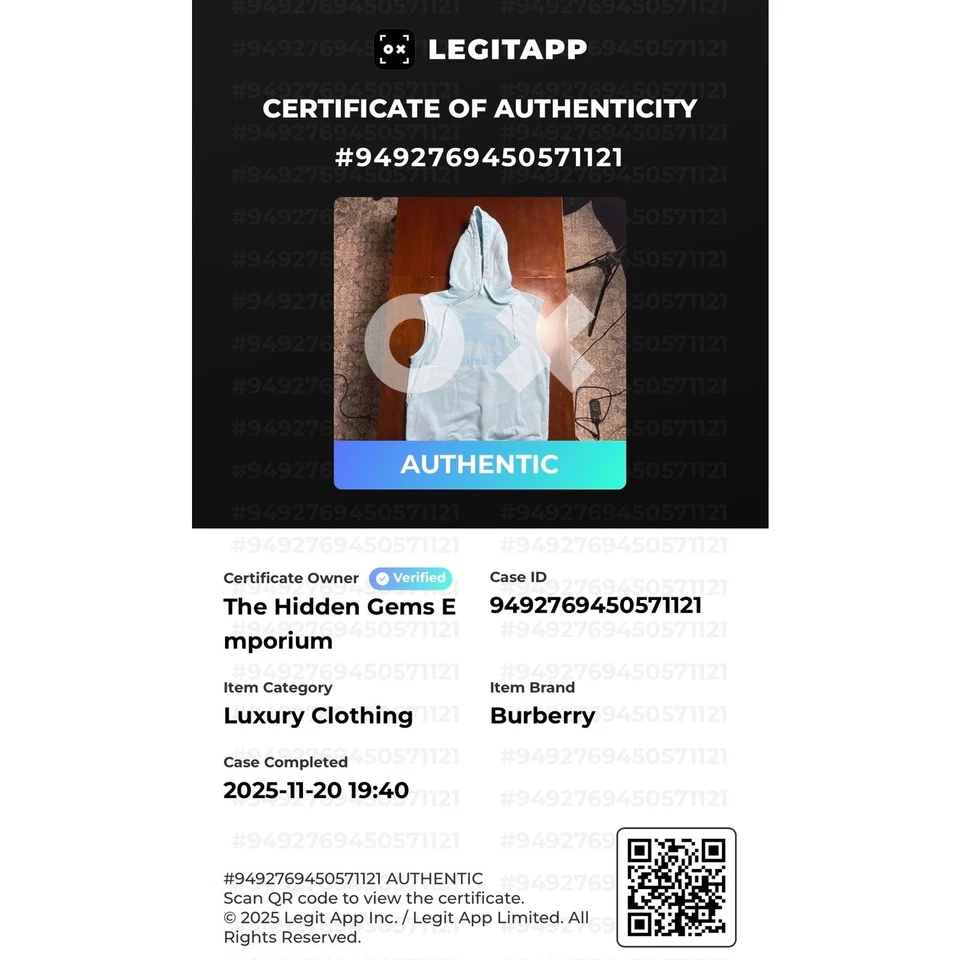 博柏利亮蓝色黄玉 Redditch Ekd Mofit 棉无袖连帽衫 XS 码 — 第 2/4 张图片