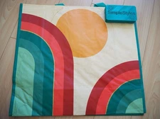 Retro Pop Art Sunshine &  Rainbow Green Durable Reusable Market Gift Bag NWT    