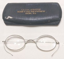 Antique Prescription Glasses Very Fine Wire Rim And Case