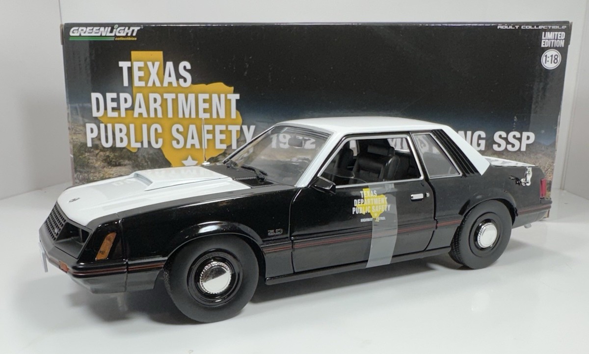 Greenlight 1/18 Scale 1982 FORD MUSTANG SSP”Texas Department