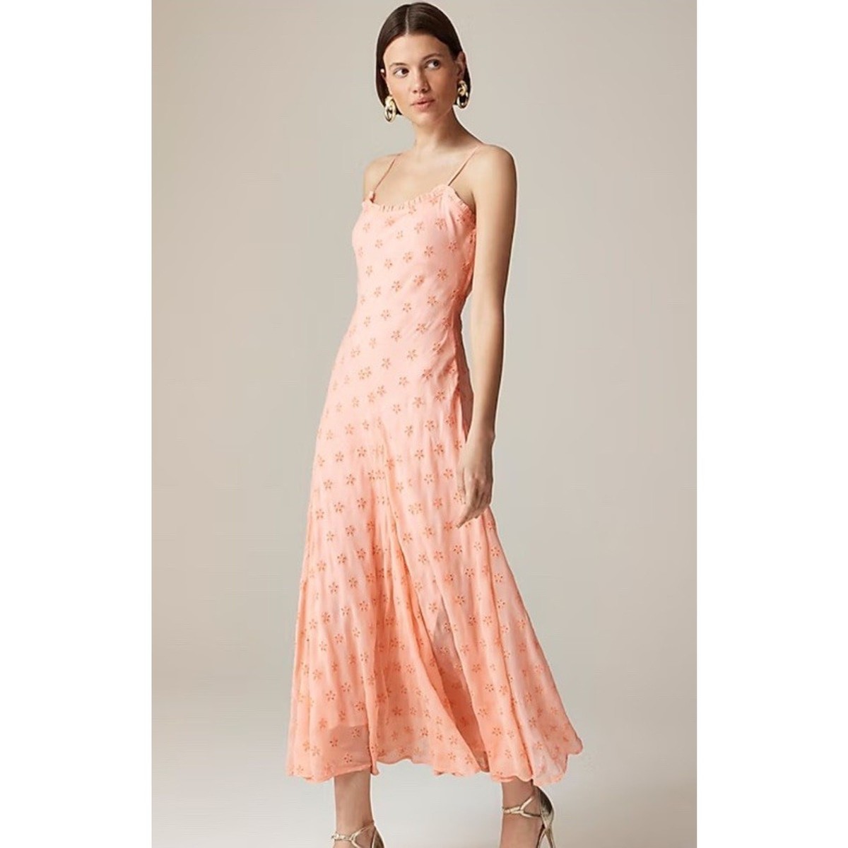 J.Crew Collection Pink Eyelet Maxi Slip Dress Size 12 Flowy Graduation  Wedding | eBay