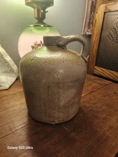 Antique One Gallon Salt Glazed Stoneware Crock Jug Primitive Rustic Farmhouse