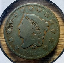 1833 Coronet Head Large Cent - Actual Coin Shown - Free Shipping Tracking INV280