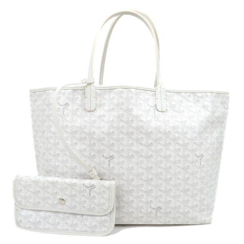 GOYARD Herringbone Saint Louis PM PVC Tote Bag White *Pouch Authentic
