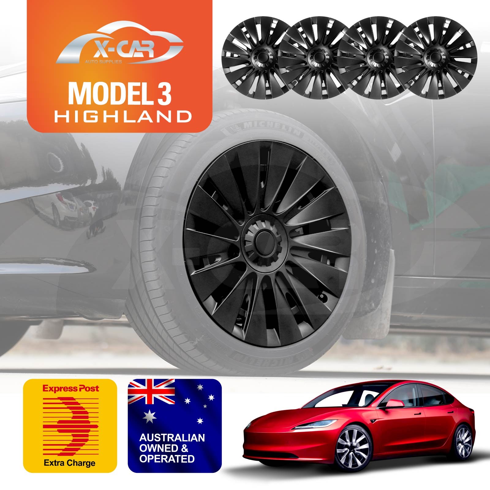 4pcs Wheel Cover 18 Inch Rim Hub Caps Hubcap for Tesla Model 3 Highland 2023+