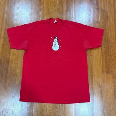 Vintage 2000 Target Promo Snowman Graphic T-Shirt Red XL Y2K Rare Tee Clean 