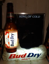 VTG 1990s 1992 Budweiser Bud Dry Draft Beer Lighted 3-D Dry Erase Sign Large