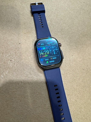 ET585 Smart Watch Fitness/Heart/Sleep Tracker Black Case Blue Band w/Chg cord