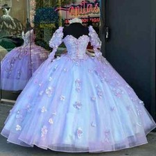 Fashion Quinceanera Dresses Puff Sleeve Appliques Lace Princess Gowns Sweet 16