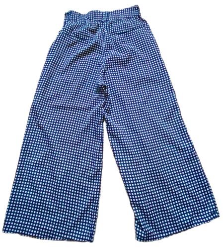 MANGO Cropped Navy/White Check Wide Leg Trousers UK 6/8 - Picture 7 of 10