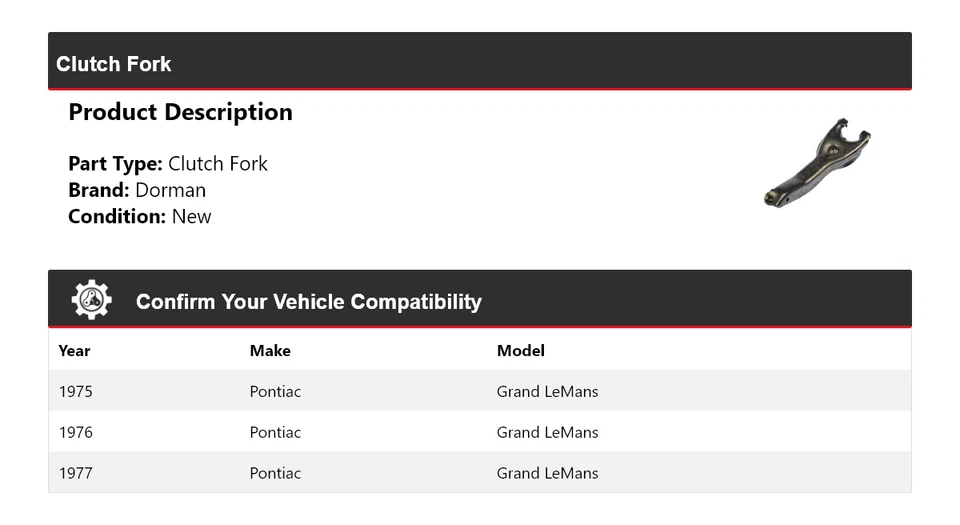 适用于 1975 - 1977 Pontiac Grand LeMans Dorman 离合器叉 1976 — 第 2/4 张图片