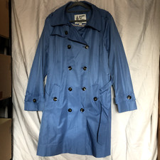 London Fog Heritage Trench Coat Belted, Blue, Xl, Cotton