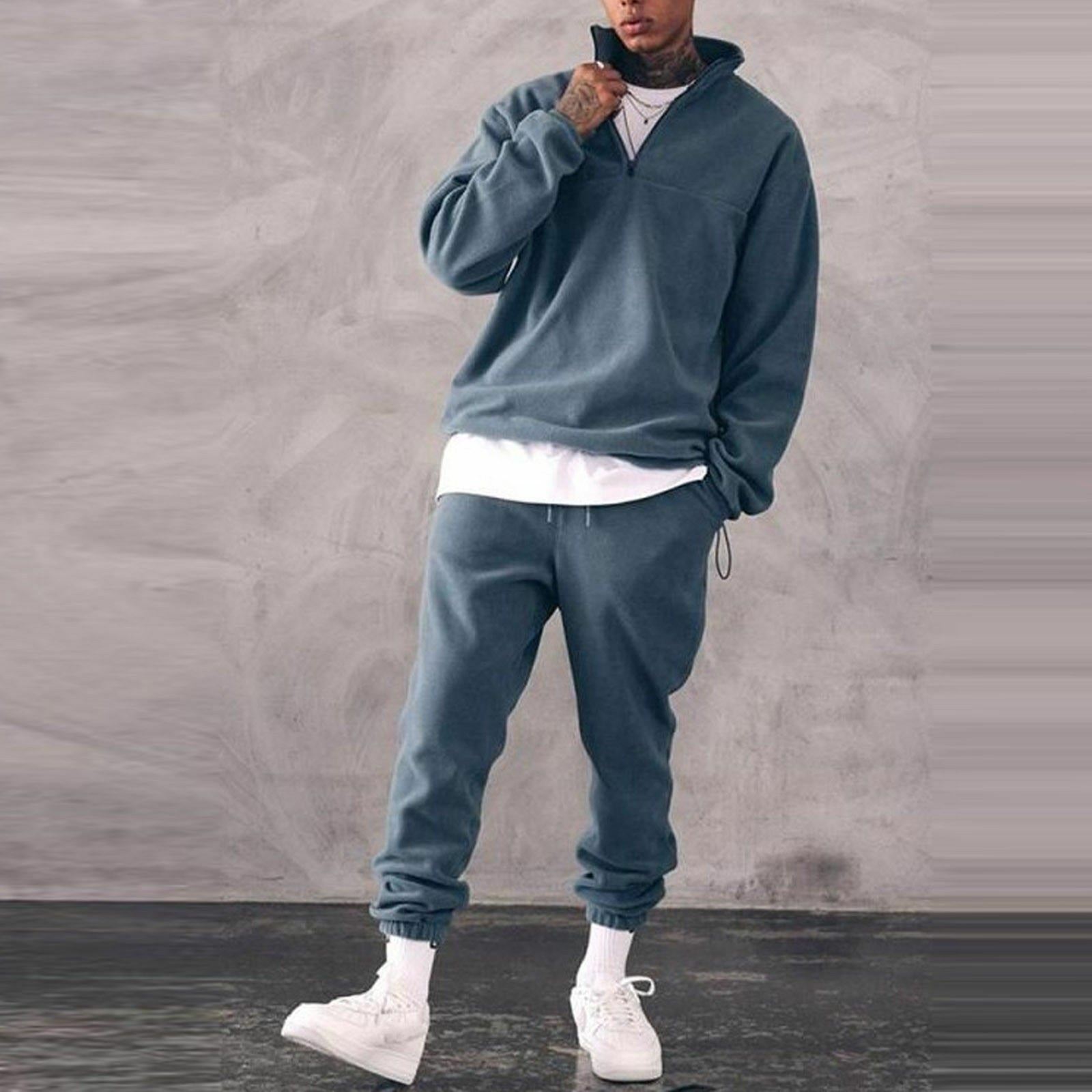 Men Winter Warm Stand Collar Sweatshirt 