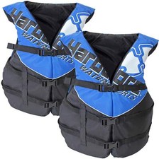 2 pack Hardcore Coast Guard type III PFD for adults; life jacket paddle vest for