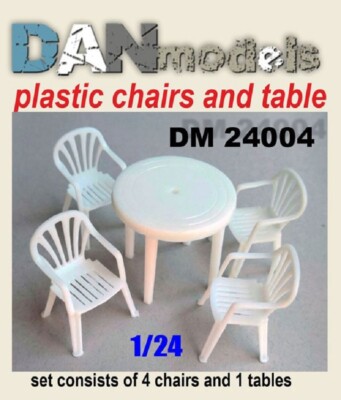 Dan Models 24004 Table, chairs. 4 chairs, 1 resin table. 1:24 scale 3D printing