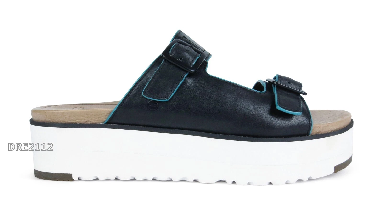 Sandali da donna neri UGG Hanneli in pelle taglia 8 nuovi con scatola 