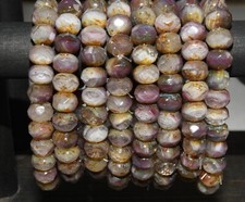 Czech Glass Beads Rondelle Purple, Pink, Topaz, and White mix Opaque Transparent
