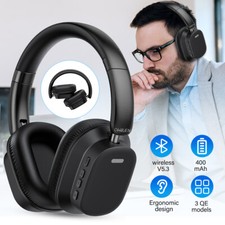 Wireless Headphones Bluetooth Headset Noise Cancelling Over Ear With Microphone