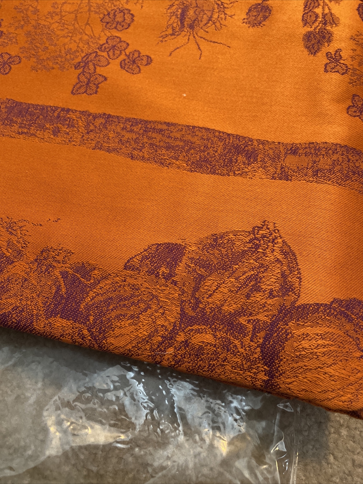 Les Tissages Du Soleil Provencial Orange & Purple  Jacquard Table Cloth 63x79