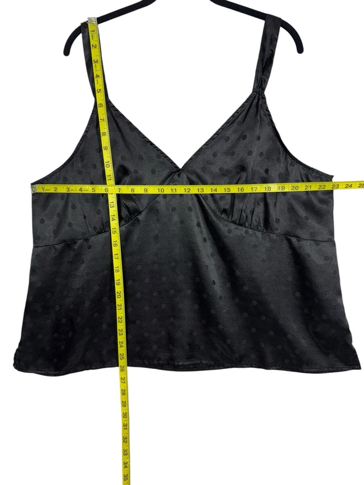 Old Navy Women's XXL Babydoll Cami Top Black Polka Dot Satin Goth Witchy - Image 3 of 4